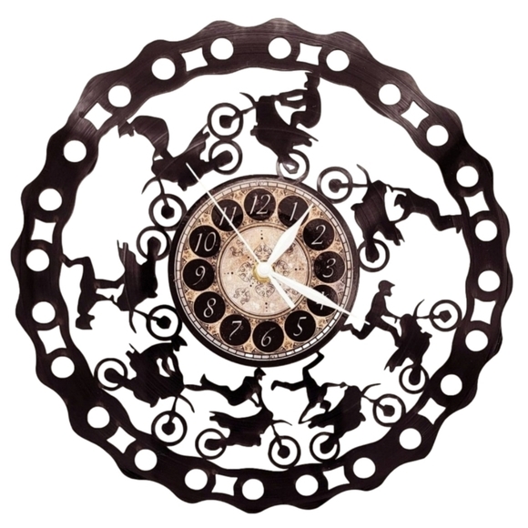 SPOT51.COM Other - MOTOCROSS MINIBIKE DIRTBIKE OFF-ROAD MOTORCYCLE  vinyl record clock   dirt bikes